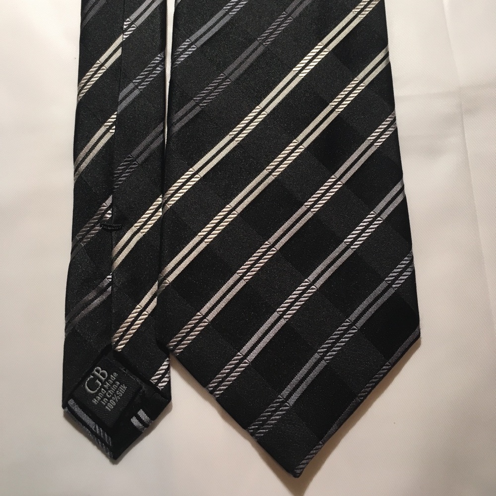 Geoffrey Beene Black Striped Silk Tie